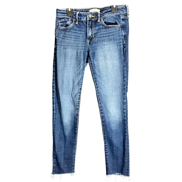 Abercrombie & Fitch Womens Size 2R Jeans 26x31 Blue Raw Hem Super CasualSkinny - Picture 2 of 15